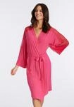 Kimono LASCANA, Damen, Gr. 44/46, rot (dunkelrot), Obermaterial: 95% Viskose, 5%