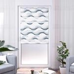 K-HOME Doppelrollo "Wellen Design" Lichtschutz Sichtschutz ohne Bohren freih&auml;ngend