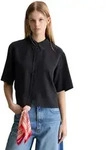 Kurzarmbluse MARC O'POLO DENIM "aus TENCELTM Lyocell", Damen, Gr. XS, blau...
