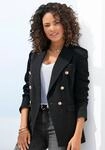 Longblazer LASCANA, Damen, Gr. 34, schwarz, Web, Obermaterial: 75% Polyester, 20%