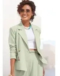 Kurzblazer LASCANA, Damen, Gr. 40, gr&uuml;n (schilfgr&uuml;n), Web, Obermaterial: 64%