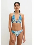 Bandeau-Bikini-Top MARC O'POLO "Bohemian Leaf AOP", Damen, Gr. XS (34), N-Gr, blau