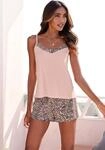 Shorty LASCANA, Damen, Gr. 40/42, rosa (rosa anthrazit bedruckt), Single Jersey,