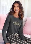 Pyjamaoberteil LASCANA, Damen, Gr. 36/38, grau (anthrazit), Single Jersey,