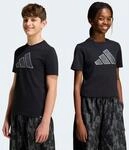 T-Shirt ADIDAS SPORTSWEAR "CAMO GRAFIK KIDS", Jungen, Gr. 128, schwarz,...