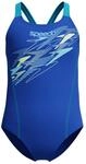 Badeanzug SPEEDO "f&uuml;r M&auml;dchen", Kinder, Gr. 152 (146), N-Gr, blau (blu, ltgrn),