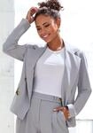 Kurzblazer LASCANA, Damen, Gr. 38, grau meliert, Web, Obermaterial: 64%...