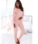 Pyjama, Damen, Gr. 48/50, rosa (apricot), Rippware, Obermaterial: 92% Modal