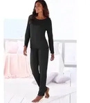 Pyjama, Damen, Gr. 36/38, schwarz, Rippware, Obermaterial: 92% Modal...