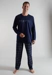 Pyjama BUGATTI, Herren, Gr. 58, blau, dunkel, karo, Single Jersey,...
