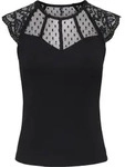 Spitzenshirt ONLY "ONLEMILIE S/L DETAIL TOP CS JRS", Damen, Gr. XS, schwarz,...