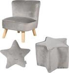 Kindersitzgruppe ROBA "Lil Sofa", grau (silbergrau), Sitzm&ouml;bel-Sets, Kinder, Samt,