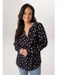 Schlupfbluse ANISTON PLUS, Damen, Gr. 46, marine, wollwei&szlig;, Web, Obermaterial:...