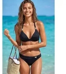 Triangel-Bikini LASCANA, Damen, Gr. 40, Cup C, blau (schwarz), Obermaterial: 86%