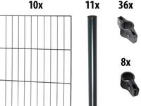 GARDEN N MORE Einstabmattenzaun "mit Rundpfosten" 10 Elemente f&uuml;r 20 m, LxH:...