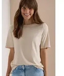 T-Shirt CECIL, Damen, Gr. M (40), beige (pearl beige), Web, 50% Baumwolle, 50%...
