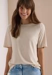 T-Shirt CECIL, Damen, Gr. M (40), beige (pearl beige), Web, 50% Baumwolle, 50%...