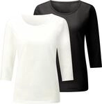 3/4-Arm-Shirt CASUAL LOOKS "2er-Pack Shirts", Damen, Gr. 36, schwarz, ecru, 100%
