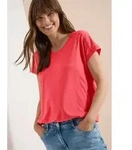 V-Shirt CECIL, Damen, Gr. XS (36), pink (coral), Stoff, 50% Modal, 50%...