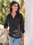 Druckbluse HEINE, Damen, Gr. 38, schwarz, ecru, bedruckt, 100% Polyester,...