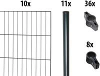 GARDEN N MORE Einstabmattenzaun "mit Rundpfosten" 10 Elemente f&uuml;r 20 m, LxH:...
