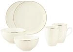 Seltmann Weiden Geschirr-Set "Fr&uuml;hst&uuml;cks-Set Savona Goldlinie 6er Set creme"