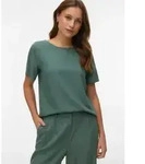Blusenshirt VERO MODA "VMMYMILO SS O-NECK TOP WVN GA", Damen, Gr. XS, laurel...