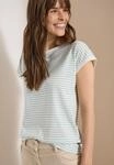 Cecil T-Shirt l&auml;ssiger Streifenlook, Rundhals, softer Materialmix