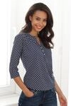 Blusenshirt LASCANA "mit Knopfleiste", Damen, Gr. 40/42, blau (navy), Single...