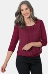 Kurzarmbluse GOLDNER "Kurzgr&ouml;&szlig;e Chiffon-Shirt mit 3/4-Arm, Rundhals", Damen,...