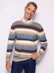 Rundhalspullover CLASSIC "Rundhals-Pullover", Herren, Gr. 46, bunt (ecru, mittelblau,
