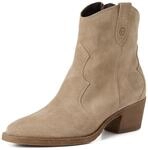 Cowboy Stiefelette TAMARIS, Damen, Gr. 36, beige, Veloursleder, aufgeraut, unifarben,