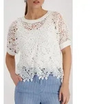 Ajourpullover MONARI "Pullover Basic Spitze", Damen, Gr. 38, wei&szlig; (sanftes...