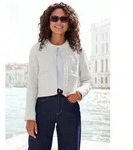 Kurzblazer LASCANA, Damen, Gr. 42, wei&szlig; (creme), Boucl&eacute;, Obermaterial: 79%