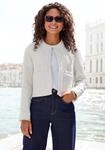 Kurzblazer LASCANA, Damen, Gr. 42, wei&szlig; (creme), Boucl&eacute;, Obermaterial: 79%