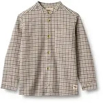 Kurzarmshirt WHEAT "WHEAT Shirt L/S Willum", Jungen, Gr. 98, blau check, 100%