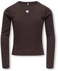 Langarmshirt KIDS ONLY "KOGELVA JUNE EMB L/S TEE JRS", M&auml;dchen, Gr. 158/164, coffee