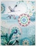 hip Plaid "Bindi" Sehr Weich, Kuscheldecke, 130x160 cm, Wendeoptik, Vogel, Gr&uuml;n