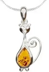 Kette mit Anh&auml;nger OSTSEE-SCHMUCK "- Katze - Silber 925/000 - Bernstein" Gr....