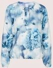 MADELEINE Langarmbluse "Blusenshirt Druckbluse mit floralem Aquarellprint" Ausschnitt