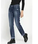 Loose-fit-Jeans GANG "94AMELIE STRAIGHT", Damen, Gr. 28, N-Gr, blau (midnight...