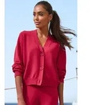 Strickjacke FRENCH CONNECTION, Damen, Gr. 44/46, rot, Feinstrick, Obermaterial:...