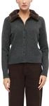 s.Oliver BLACK LABEL Strickjacke mit Pl&uuml;sch-Hemdkragen / mit Wolle