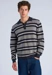 Poloshirt LINDBERGH "Strickpullover Comfort Fit", Herren, Gr. S, grau mel,