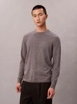 Strickpullover CALVIN KLEIN "LS 100% MERINO CREW 14GG", Herren, Gr. S, grau (med grau