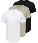 T-Shirt ONLY & SONS "ONSMATT LONGY SS TEE 3-PACK", Herren, Gr. S, bunt (schwarz