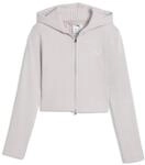 Sweatjacke PUMA "Essentials Slim Gerippter Hoodie M&auml;dchen", M&auml;dchen, Gr. 176, beige