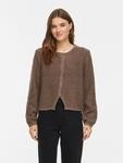 Strickjacke VILA "VIPIGGA O-NECK L/S KNIT JACKET NOOS", Damen, Gr. M, braun (falcon),