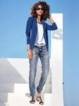 Jerseyblazer HEINE "Jersey-Blazer", Damen, Gr. 34, blau (royalblau), 100% Baumwolle,