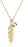 Silberkette ELLI "Halskette Feder Boho Schmuck Geschenk mit Kristallen von